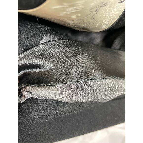 Vintage 1950s Black Cashmere Wool Coat Silver Gray Mink Fur Collar Rare Small/M - Picture 7 of 10